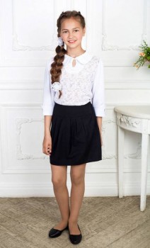 Блуза Д-1008А<br />Материал: Кулирка с лайкрой<br />Состав: 90% хлопок 10% эл<br />Размеры: 146-152-158<br />Количество изделий на один размерный ряд: 3<br />Цвет: <br />Белый<br />ОПИСАНИЕ<br />Блузка из кулирки с лайкрой, полочка из вискозного гипюра.<br />http://nc-brand.ru/bluza-d-1008a.html