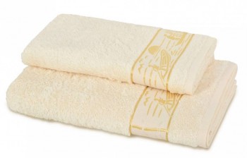 Турецкие бамбуковые полотенца 650 рублей за комплект 50х90;70х140 - ЛодкаКрем.JPG