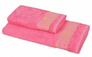 Турецкие бамбуковые полотенца 650 рублей за комплект 50х90;70х140 - ЛодкаРозовый.JPG